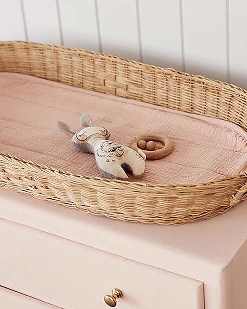 Olli Ella Luxe Cotton Liner for Changing Basket, Rose - Organic cotton Changing Tables