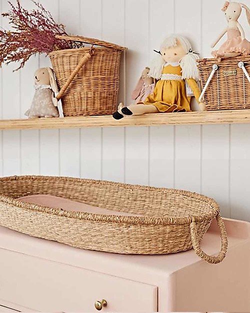 Olli Ella Luxe Cotton Liner for Changing Basket, Rose - Organic cotton Changing Tables