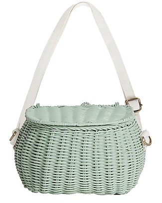 Olli Ella Mini Chari Rattan Bag 20 x 16 x 13 cm, Mint - From bag to bike basket! Tote Bags