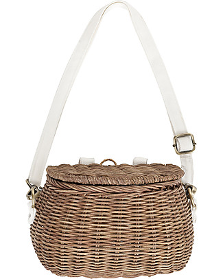 Olli Ella Mini Chari Rattan Bag 20 x 16 x 13 cm, Natural - From bag to bike basket! Tote Bags