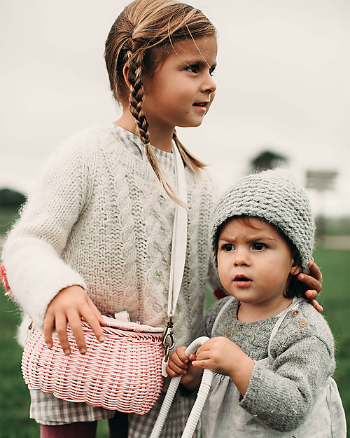 Olli Ella Mini Chari Rattan Bag 20 x 16 x 13 cm, Pink - From bag to bike basket! Makeup Bags and Pouches