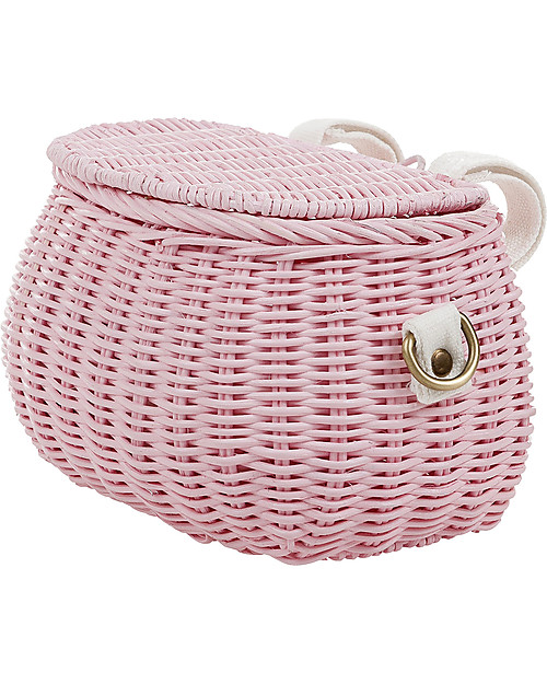 Olli Ella Mini Chari Rattan Bag 20 x 16 x 13 cm, Pink - From bag to bike basket! Makeup Bags and Pouches