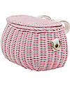 Olli Ella Mini Chari Rattan Bag 20 x 16 x 13 cm, Pink - From bag to bike basket! Makeup Bags and Pouches
