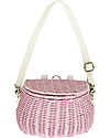 Olli Ella Mini Chari Rattan Bag 20 x 16 x 13 cm, Pink - From bag to bike basket! Makeup Bags and Pouches