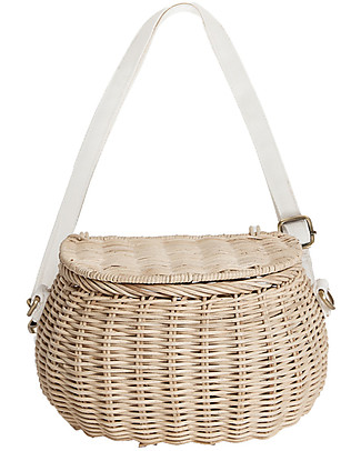 Olli Ella Mini Chari Rattan Bag 20 x 16 x 13 cm, Straw - From bag to bike basket! Makeup Bags and Pouches