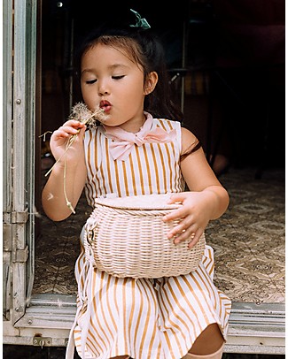 Olli Ella Mini Chari Rattan Bag 20 x 16 x 13 cm, Straw - From bag to bike basket! Makeup Bags and Pouches