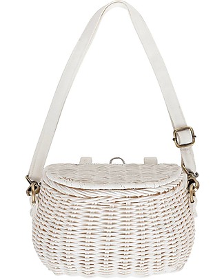 Olli Ella Mini Chari Rattan Bag 20 x 16 x 13 cm, White - From bag to bike basket! Lunch Boxes