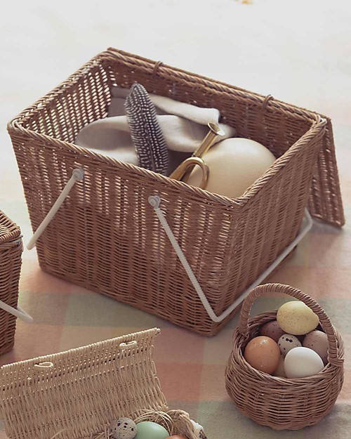 Olli Ella Piki Basket Large - Natural 20 x 20 x 33 cm - Handmade! Wicker Basket