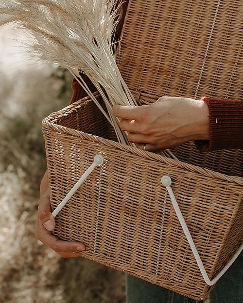Olli Ella Piki Basket Large - Natural 20 x 20 x 33 cm - Handmade! Wicker Basket