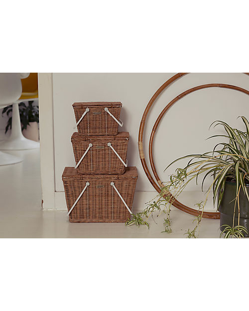 Olli Ella Piki Basket Large - Natural 20 x 20 x 33 cm - Handmade! Wicker Basket