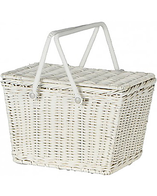Olli Ella Piki Basket, White 23 x 15 x 15 cm - Fair trade, handmade! Wicker Basket