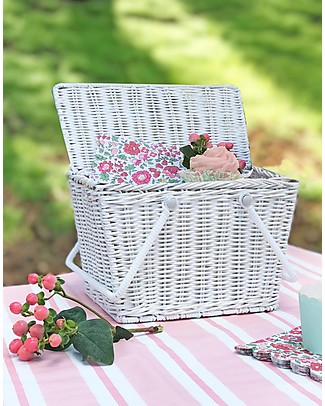 Olli Ella Piki Basket, White 23 x 15 x 15 cm - Fair trade, handmade! Wicker Basket