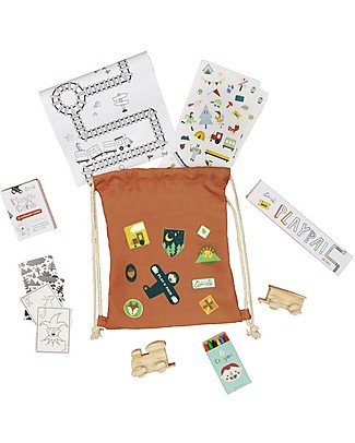 Olli Ella Play'n'Pack Drawstring Bag with Travel Toys, Forest Backpack