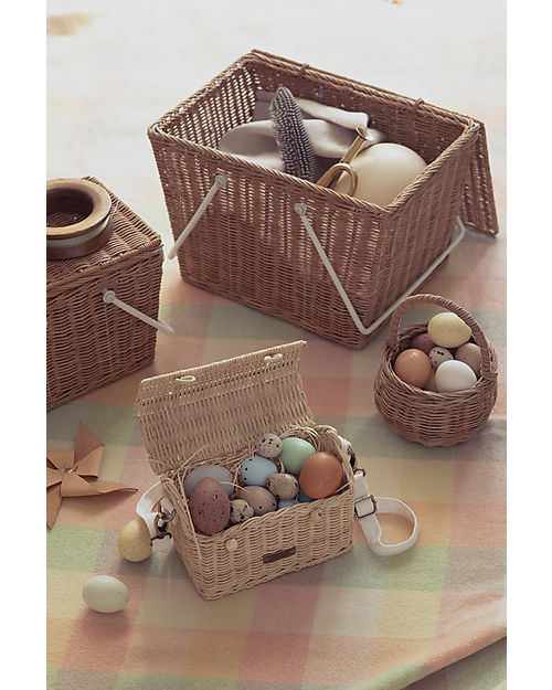 Olli Ella Rattan Basket - Berry - Rose - Handmade! Wicker Basket