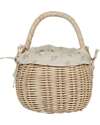 Olli Ella Rattan Basket - Internal Floral Lining - Natural - Handmade Wicker Basket