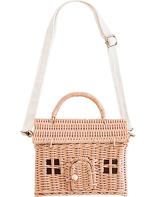 Olli Ella Rattan Casa Bag - Rose - 21x19x10 cm Dolls Houses