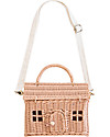 Olli Ella Rattan Casa Bag - Rose - 21x19x10 cm Makeup Bags and Pouches