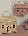 Olli Ella Rattan Casa Bag - Rose - 21x19x10 cm Makeup Bags and Pouches