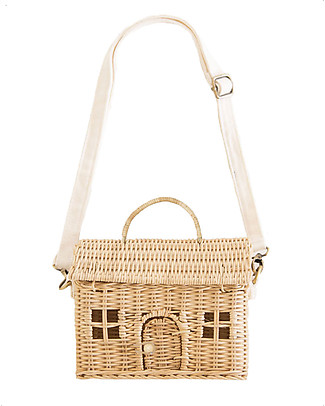 Olli Ella Rattan Casa Bag - Straw - 21x19x10 cm Dolls Houses