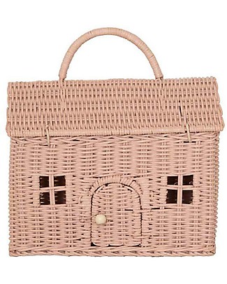 Olli Ella Rattan Casa Clutch Large - Rose - 24x23x14 cm Lunch Boxes