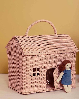 Olli Ella Rattan Casa Clutch Large - Rose - 24x23x14 cm Lunch Boxes
