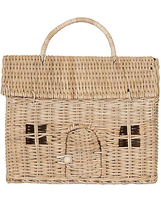 Olli Ella Rattan Casa Clutch Large - Straw - 24x23x14 cm Lunch Boxes