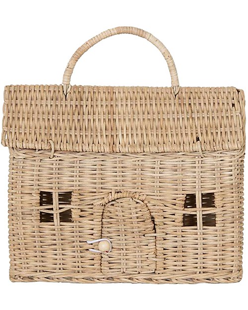 Olli Ella Rattan Casa Clutch Large - Straw - 24x23x14 cm Wicker Basket