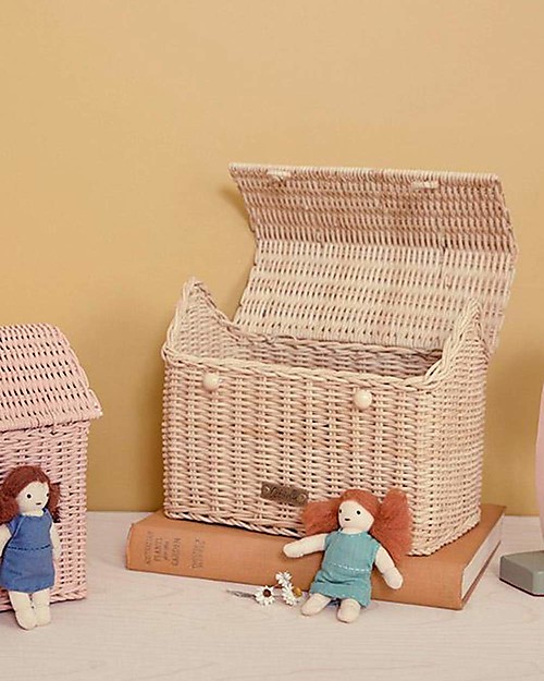 Olli Ella Rattan Casa Clutch Large - Straw - 24x23x14 cm Wicker Basket