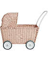 Olli Ella Rattan Doll Stroller - Rose - Hand Woven Toy Prams