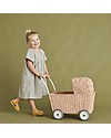 Olli Ella Rattan Doll Stroller - Rose - Hand Woven Toy Prams
