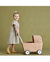 Olli Ella Rattan Doll Stroller - Rose - Hand Woven Toy Prams
