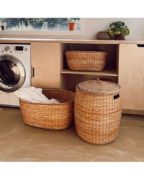 Olli Ella Rattan Storage Basket - Tuscan - with Lid - Handmade! Storage organisers