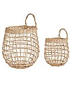 Olli Ella Rattan Storage Baskets Set - Onion Basket Duo - Straw Color - Handmade! Wall Storage Organize