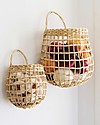 Olli Ella Rattan Storage Baskets Set - Onion Basket Duo - Straw Color - Handmade! Wall Storage Organize