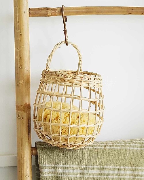 Olli Ella Rattan Storage Baskets Set - Onion Basket Duo - Straw Color - Handmade! Wall Storage Organize