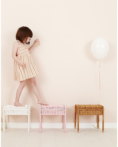 連休値下　希少　Olli Ella（オリエラ）STORIE STOOL ホワイト Olli Ella Rattan Storie Stool for Kids, White - with Hidden