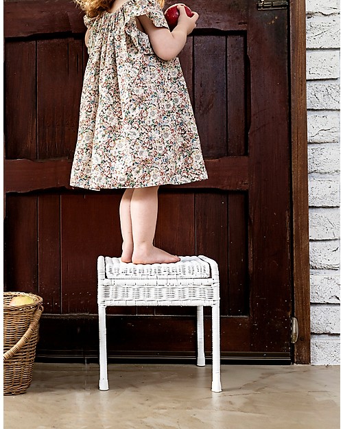 Olli Ella Rattan Storie Stool for Kids, White - with Hidden