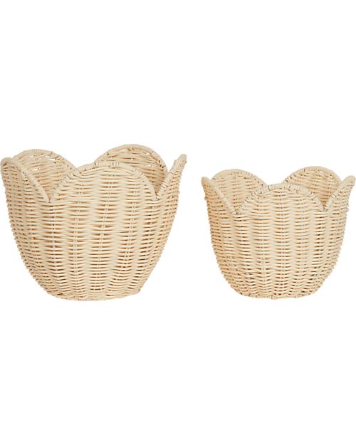 Olli Ella Set 2 Rattan Baskets - Lily - Buttercream Wicker Basket