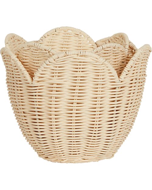 Olli Ella Set 2 Rattan Baskets - Lily - Buttercream Wicker Basket