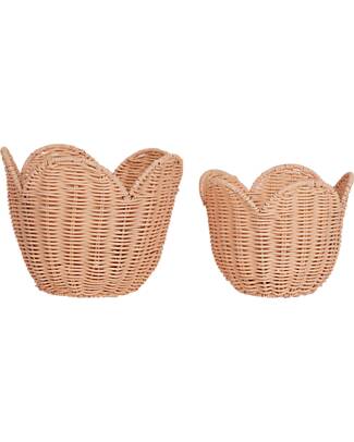 Olli Ella Rattan Basket - Tulip - Natural unisex (bambini)