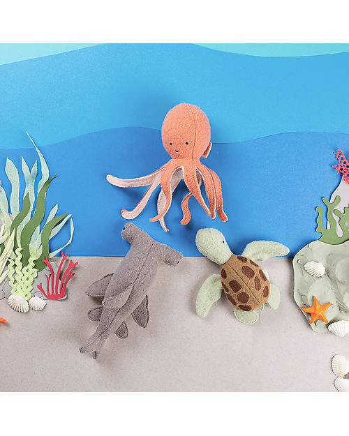 Olli Ella Set of 3 Soft Toys Marine Friends - Soft Wool - Handmade Soft Toys