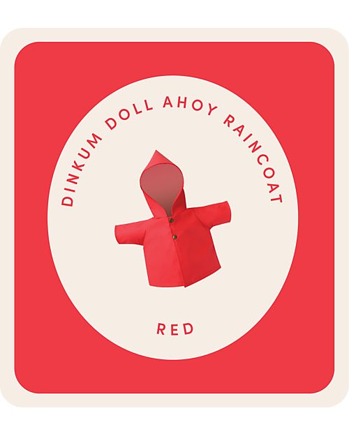 Olli Ella Set Vestiti Rainy - per Bambola Dinkum Doll - Rosso - 100% Cotone Dolls Accessories
