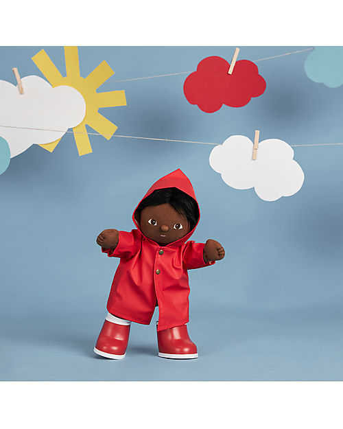Olli Ella Set Vestiti Rainy - per Bambola Dinkum Doll - Rosso - 100% Cotone Dolls Accessories