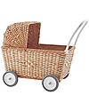 Olli Ella Strolley, Doll Pram, Wicker - Natural Toy Prams