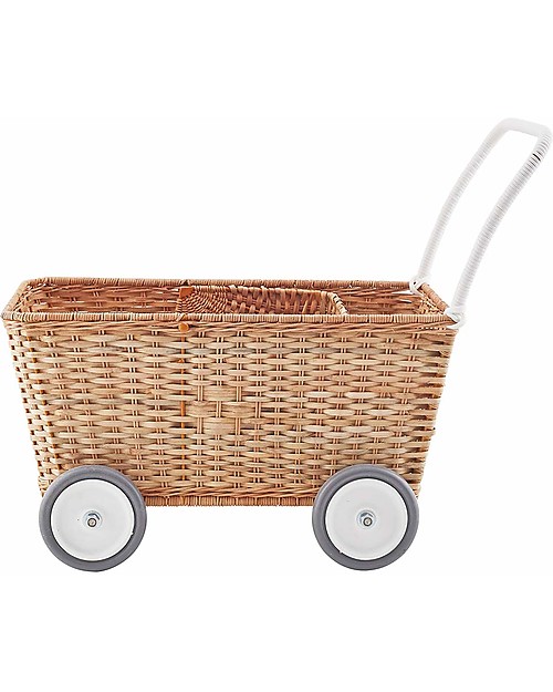 Olli Ella Strolley, Doll Pram, Wicker - Natural Toy Prams