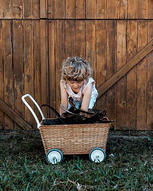 Olli Ella Strolley, Doll Pram, Wicker - Natural Toy Prams