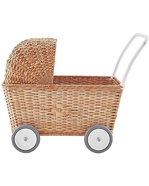 Olli Ella Strolley, Doll Pram, Wicker Natural unisex (bambini)