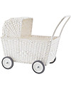Olli Ella Strolley, Doll Pram, Wicker - White Toy Prams