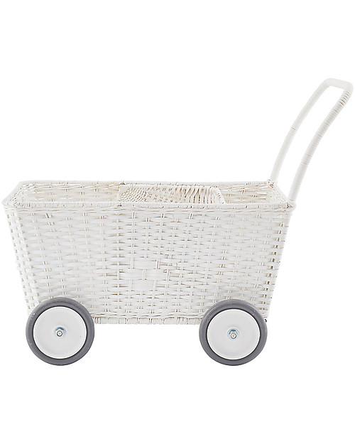 Olli Ella Strolley, Doll Pram, Wicker - White Toy Prams