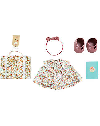 Olli Ella Travel Togs Clothes Set - for Dinkum Doll - Prairie Floral - 100% Cotton Dolls Accessories